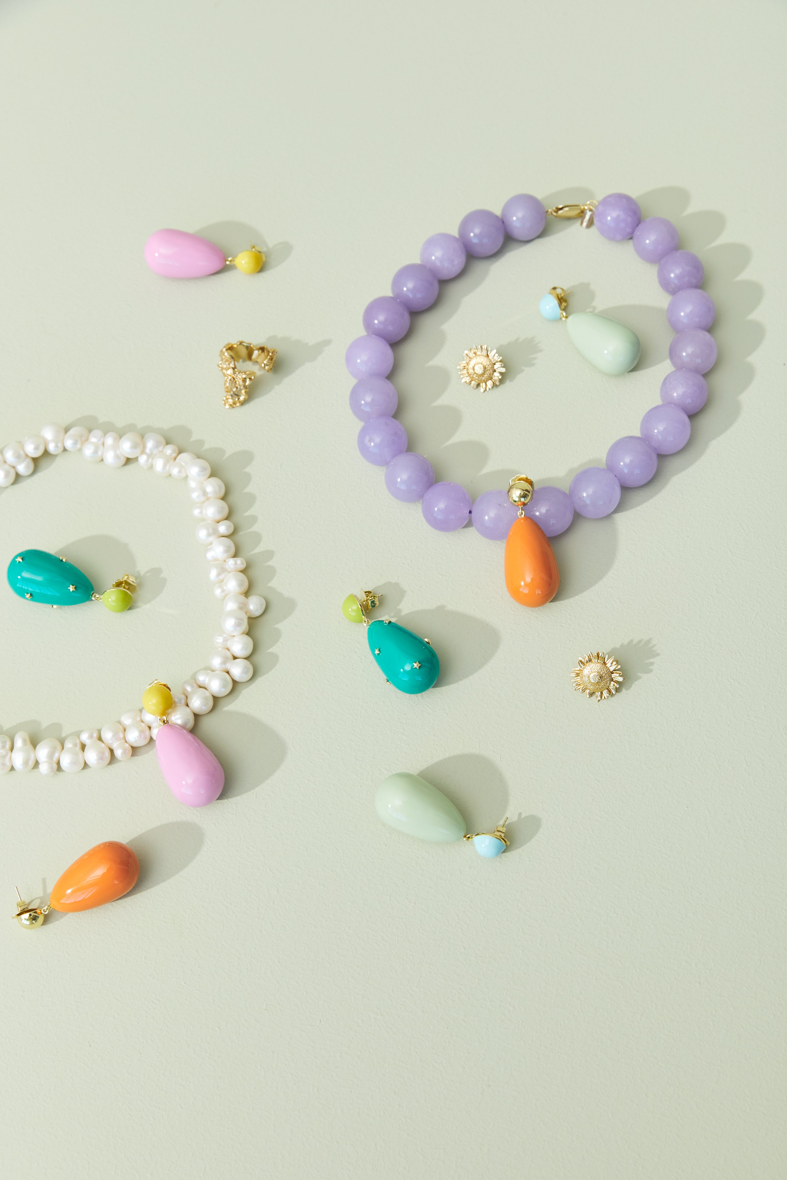 Drop øreringe - Light Green/Blue